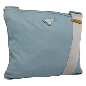 Authentic PRADA Shoulder Bag Nylon Blue Silver